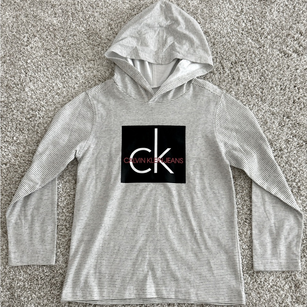 Boys Calvin Klein striped hoodie shirt. Size 5